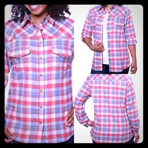 Jach’s Girlfriend Bea Plaid Long Sleeved Button Up Festival Western Rodeo